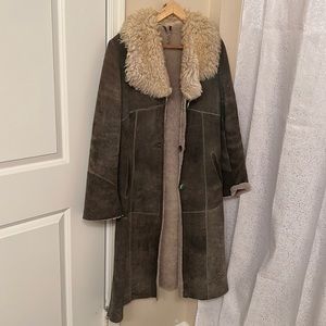 Natural fur women’s winter coat, green color, you’ll be warm during cold winters